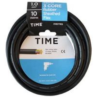 Time 3 Core Rubber Flexible Cable 1.0mm² 3183TRS Black 10m