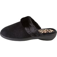 Totes Heeled Pillowstep Mule Slippers, Black