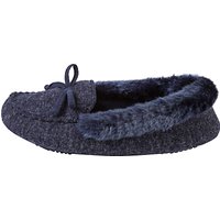 Totes Pillowstep Fine Knit Moccasin Slippers, Navy