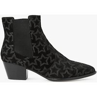 Ash Hope Star Block Heeled Ankle Chelsea Boots, Black