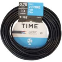 Time 2 Core Flat Flexible Cable 0.75mm² 2192Y Black 10m