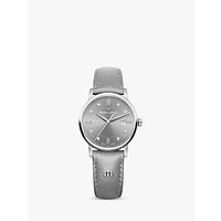 Maurice Lacroix EL1094-SS001-250-1 Women's Eliros Diamond Date Leather Strap Watch, Grey/Silver