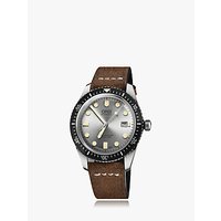 Oris 01 733 7720 4051-07 5 21 02 Men's Divers Sixty-Five Automatic Date Leather Strap Watch, Dark Brown/Silver