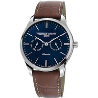 Frédérique Constant FC-259NT5B6 Men's Classics Day Date Leather Strap Watch, Brown/Navy
