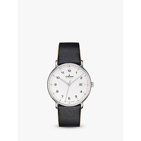 Junghans 027/4731.00 Men's Form Automatic Date Leather Strap Watch, Black/White