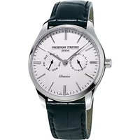 Frédérique Constant FC-259ST5B6 Men's Classics Day Date Leather Strap Watch, Black/White