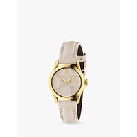 Gucci YA126580 Women's G-Timeless Leather Strap Watch, Cream