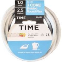 Time 3 Core Braided Flexible Cable 1.0mm² 2043Y White 2.5m