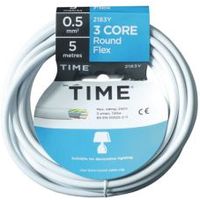 Time 3 Core Round Flexible Cable 0.5mm² 3183Y White 5m