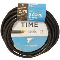Time 3 Core Round Flexible Cable 0.75mm² 3183Y Black 5m