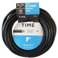 Time 3 Core Round Flexible Cable 0.75mm² 3183Y Black 10m