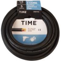 Time 3 Core Rubber Flexible Cable 1.5mm² 3183TRS Black 5m