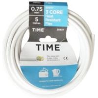 Time 3 Core Heat Resistant Flexible Cable 0.75mm² 3093Y White 5m