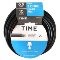 Time 3 Core Round Flexible Cable 0.5mm² 3183Y Black 10m