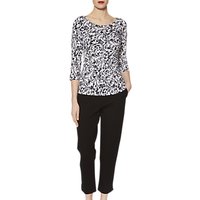 Gina Bacconi Jersey Floral Print Top, White/Navy