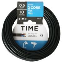 Time 2 Core Flat Flexible Cable 0.5mm² 2192Y Black 10m