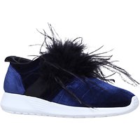 Kurt Geiger Lucille Feather Embellished Slip On Trainers, Navy