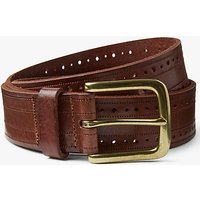 John Lewis Kim Embossed Cut Out Leather Jeans Belt, Brown