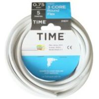 Time 3 Core Round Flexible Cable 0.75mm² 3183Y White 5m