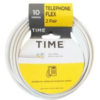 Time 2 Pair Telephone Flexible Cable 0.5mm² White 10m