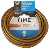 Time 3 Core Round Flexible Cable 0.5mm² 3183Y Gold 5m
