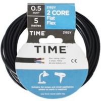 Time 2 Core Flat Flexible Cable 0.5mm² 2192Y Black 5m