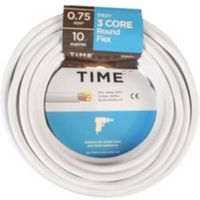 Time 3 Core Round Flexible Cable 0.75mm² 3183Y White 10m