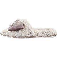 Pretty You London Faux Fur Slider Open Toe Slippers, Moave