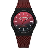 Superdry Urban Herringbone SYG184RB Silicone Strap Unisex Watch, Red/Black