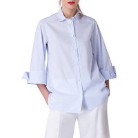 Closet Wide Sleeve Pin Stripe Blouse, Blue