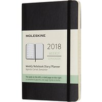 Moleskine 12-Month Pocket Weekly Soft Cover Diary/Notebook 2018, Black