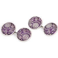 Simon Carter Icons Domed Paisley Cufflinks, Purple