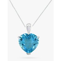 EWA 9ct White Gold Heart Pendant Necklace, Blue Topaz