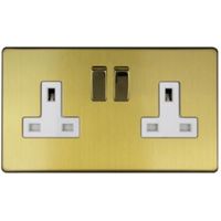 Varilight 13A Double Brushed Brass Effect Switch - 5021575760460
