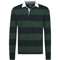 Tommy Hilfiger Basic Block Stripe Rugby Shirt, Sky Captain/Darkest Spruce