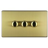 Varilight 2-Way Double Brushed Brass Effect Switch