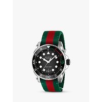 Gucci YA136209 Men's Dive Date Fabric Strap Watch, Multi/Black