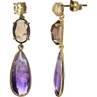 John Lewis Gemstones Triple Drop Amethyst Earrings, Purple/Multi
