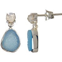 John Lewis Gemstones Double Drop Druzy Earrings, Blue