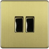 Varilight 10A 2-Way Double Brushed Brass Light Switch
