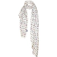Fat Face Painterley Butterfly Print Scarf, Ivory/Multi