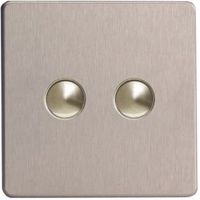 Varilight 6A 2-Way Double Brushed Steel Push Light Switch