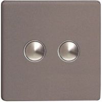 Varilight 6A 2-Way Double Slate Grey Push Light Switch