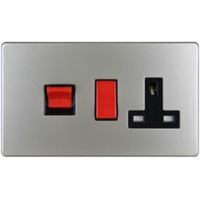 Varilight 45A Double Pole Satin Cooker Panel With 1X Switch & 2X Screw