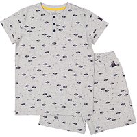 Polarn O. Pyret Children's Rocket Ship Print Pyjamas, Grey