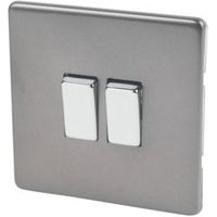Varilight 10A 2-Way Double Slate Grey Light Switch