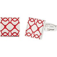 Simon Carter For John Lewis Silver Plated Square Embossed Cufflinks, Red