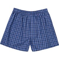 Sunspel Woven Cotton Check Boxers, Navy