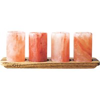 Root 7 Wood Board And Himalayan Salt Shot Glasses, Pink/Natural, Set Of 4