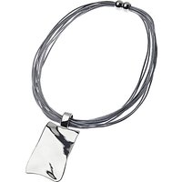 Adele Marie Leather Multi Strand And Square Pendant Necklace, Silver